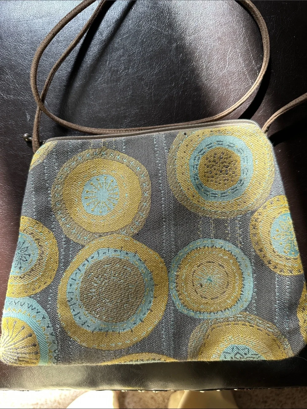 Handmade Women's Crossbody Bag in Teal and Mustard